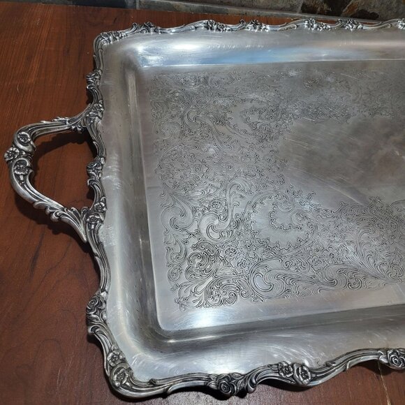 Webster Wilcox Internal Silver American Rose Serving Platter Tray 7391 Large Hea - Picture 11 of 11